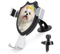 Jubonexis Cute White Shih Tzu Dog Car Phone Holder Mount Triangle Clip Base Air Vent Cell Phone Car Mount Automotive Accessories for 4-6 Inches Cell Smartphones