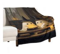 Jubonexis Cute Witch Ghosts Reading Old Library Anti Pilling Throw Blankets Cozy Durable Blanket for Bedroom Living Rooms Couch Sofa Bed 50"x60"