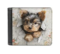 Jubonexis Cute Yorkshire Terrier Puppy Soft PU Leather Bifold Wallet, Coin Purse Credit Pass Case, Durable Card-Holder Slim Billfold for Men Woman Money Storage