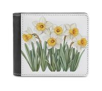 Jubonexis Daffodils in The Garden Soft PU Leather Bifold Wallet, Coin Purse Credit Pass Case, Durable Card-Holder Slim Billfold for Men Woman Money Storage