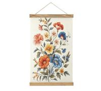 Jubonexis Daisy Carnation Larkspur Flowers Canvas Painting Wood Frames Poster Hanger Hanging Picture Kit Wall Art