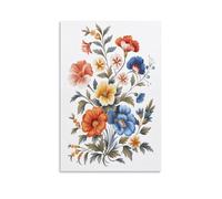 Jubonexis Daisy Carnation Larkspur Flowers Wall Art Poster Canvas Print Painting Aesthetic Picture for Living Room Farmhouse Decor Unframed 12x18inch(30x45cm)