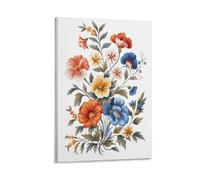 Jubonexis Daisy Carnation Larkspur Flowers Wall Art Poster Canvas Print Painting Aesthetic Picture for Living Room Farmhouse Decor Unframed 12x18inch(30x45cm)