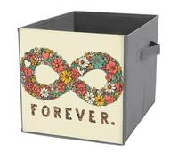 Jubonexis Daisy Chain FOREVER with Infinity Symbol Boho Cube Storage Bins Storage Cubes Foldable Decorative Fabric Storage Baskets Home Organizers with Handles for Shelves,Closet, 27x27 CM