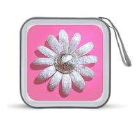 Jubonexis Daisy Head White Silver Disco Ball CD Case DVD Storage Case Portable for Car Home Travel