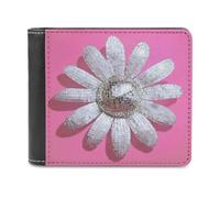 Jubonexis Daisy Head White Silver Disco Ball Soft PU Leather Bifold Wallet, Coin Purse Credit Pass Case, Durable Card-Holder Slim Billfold for Men Woman Money Storage