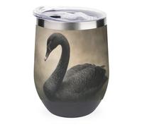 Jubonexis Dark Academia Vintage Black Swan Wine Tumbler Stainless Steel Insulated Mug Double Wall Water Cup with Lid 12 Oz