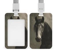 Jubonexis Dark Academia Vintage Horse ID Badge Holder Retractable Clip Card Holder Card Protector Name Badge Name Tag for Work Office Doctor Nurse