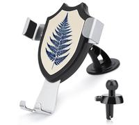 Jubonexis Dark Blue Fern Leaf on An Light Cream Car Phone Holder Mount Triangle Clip Base Air Vent Cell Phone Car Mount Automotive Accessories for 4-6 Inches Cell Smartphones