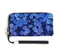 Jubonexis Dark Blue Flowers PU Leather Clutch Long Bifold Wallet, Coin Purse Credit Pass Case, Durable Card-Holder Money Storage for Women Men
