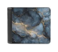 Jubonexis Dark Blue Gray Marble Texture Soft PU Leather Bifold Wallet, Coin Purse Credit Pass Case, Durable Card-Holder Slim Billfold for Men Woman Money Storage