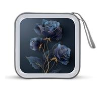 Jubonexis Dark Blue Roses CD Case DVD Storage Case Portable