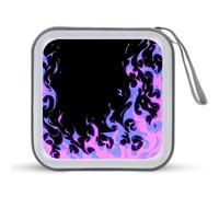 Jubonexis Dark Pink and Purple Flames CD Case DVD Storage Case Portable for Car Home Travel