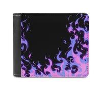 Jubonexis Dark Pink and Purple Flames Soft PU Leather Bifold Wallet, Coin Purse Credit Pass Case, Durable Card-Holder Slim Billfold for Men Woman Money Storage