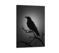 Jubonexis Dark Raven Silhouette Wall Art Poster Canvas Print Painting Aesthetic Picture for Living Room Farmhouse Decor Unframed 12x18inch(30x45cm)