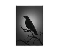 Jubonexis Dark Raven Silhouette Wall Art Poster Canvas Print Painting Aesthetic Picture for Living Room Farmhouse Decor Unframed 12x18inch(30x45cm)