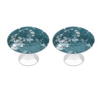 Jubonexis Dark Teal White Color Luxury Marble Round Drawer Cabinet Knobs Handles with Screws,2 Pcs, Drawer Dresser Knob Pulls Decor for Wardrobe Cupboard Home Office Kitchen