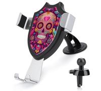 Jubonexis Day of The Dead Festival Skull Pink Car Phone Holder Mount Triangle Clip Base Air Vent Cell Phone Car Mount Automotive Accessories for 4-6 Inches Cell Smartphones