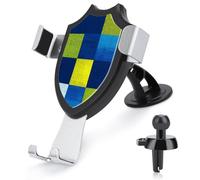 Jubonexis Deep Blue Green Plaid Pattern Car Phone Holder Mount Triangle Clip Base Air Vent Cell Phone Car Mount Automotive Accessories for 4-6 Inches Cell Smartphones
