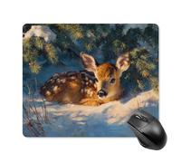 Jubonexis Deer Under Evergreen Tree in The Snow Mouse Pad, Small Office Computer Mouse Pads for Desk Laptop with Non-Slip Rubber Base Mouse Mat, Gaming Mouse Pads