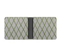 Jubonexis Diamond Lattice Lines in Forest Green Soft PU Leather Bifold Wallet, Coin Purse Credit Pass Case, Durable Card-Holder Slim Billfold for Men Woman Money Storage