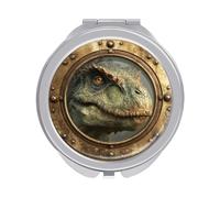 Jubonexis Dinosaur's Head Old Ship Porthole Women Pocket Mirrors, Girls Small Portable Travel Makeup Mini Mirror