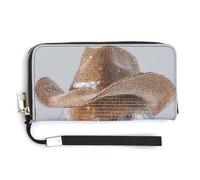 Jubonexis Disco Ball with A Cowboy Hat PU Leather Clutch Long Bifold Wallet, Coin Purse Credit Pass Case, Durable Card-Holder Money Storage for Women Men
