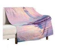 Jubonexis Distant Ocean Lighthouse Dreamy Pastel Sky Anti Pilling Throw Blankets Cozy Durable Blanket for Bedroom Living Rooms Couch Sofa Bed 130x150cm(50x60in)
