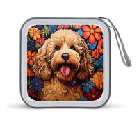 Jubonexis Dog Colorful Flowers Retro Graffiti CD Case DVD Storage Case Portable