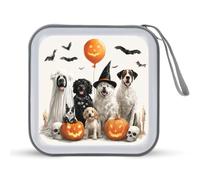 Jubonexis Dogs Wearing Halloween Ghost Costumes CD Case DVD Storage Case Portable for Car Home Travel