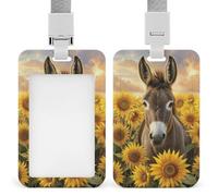 Jubonexis Donkey Sunflowers Country Cottage ID Badge Holder Retractable Clip Card Holder Card Protector Name Badge Name Tag for Work Office Doctor Nurse