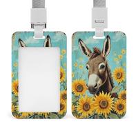Jubonexis Donkey Sunflowers Vintage ID Badge Holder Retractable Clip Card Holder Card Protector Name Badge Name Tag for Work Office Doctor Nurse