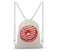 Jubonexis Doughnut Simple Lino Cut Design Drawstring Backpack Canvas String Bag Lightweight Sports Gym Bag for Men Women