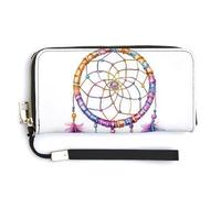 Jubonexis Dream Catcher Pastel Colors Boho PU Leather Clutch Long Bifold Wallet, Coin Purse Credit Pass Case, Durable Card-Holder Money Storage for Women Men