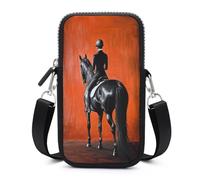 Jubonexis Dressage Rider on A Black Horse Crossbody Mobile Phone Bag Smartphone Bag With Adjustable Strap