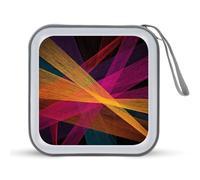 Jubonexis Dynamic Abstract Intersecting Lines Pink Yellow CD Case DVD Storage Case Portable for Car Home Travel