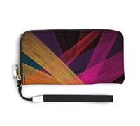 Jubonexis Dynamic Abstract Intersecting Lines Pink Yellow PU Leather Clutch Long Bifold Wallet, Coin Purse Credit Pass Case, Durable Card-Holder Money Storage for Women Men