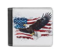 Jubonexis Eagle on an American Flag Vintage Soft PU Leather Bifold Wallet, Coin Purse Credit Pass Case, Durable Card-Holder Slim Billfold for Men Woman Money Storage