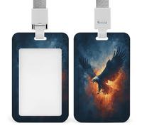 Jubonexis Eagle Rising from Fire ID Badge Holder Retractable Clip Card Holder Card Protector Name Badge Name Tag for Work Office Doctor Nurse