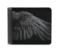 Jubonexis Eagle Wing Black and White Soft PU Leather Bifold Wallet, Coin Purse Credit Pass Case, Durable Card-Holder Slim Billfold for Men Woman Money Storage