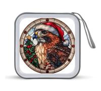 Jubonexis Eagle with Santa Hat and Christmas Tree CD Case DVD Storage Case Portable for Car Home Travel
