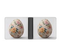 Jubonexis Easter Egg with Flowers Pattern Soft PU Leather Bifold Wallet, Coin Purse Credit Pass Case, Durable Card-Holder Slim Billfold for Men Woman Money Storage