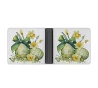 Jubonexis Easter Eggs and Daffodils with Green Bow Soft PU Leather Bifold Wallet, Coin Purse Credit Pass Case, Durable Card-Holder Slim Billfold for Men Woman Money Storage