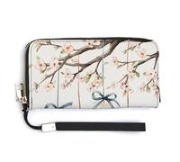 Jubonexis Easter Eggs Hanging on Branches with Bows PU Leather Clutch Long Bifold Wallet, Coin Purse Credit Pass Case, Durable Card-Holder Money Storage for Women Men