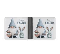 Jubonexis Easter Gnome with Bunny Holding an Basket Soft PU Leather Bifold Wallet, Coin Purse Credit Pass Case, Durable Card-Holder Slim Billfold for Men Woman Money Storage