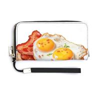 Jubonexis Eggs Bacon on Toasted Bread PU Leather Clutch Long Bifold Wallet, Coin Purse Credit Pass Case, Durable Card-Holder Money Storage for Women Men