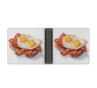 Jubonexis Eggs Bacon on Toasted Bread Soft PU Leather Bifold Wallet, Coin Purse Credit Pass Case, Durable Card-Holder Slim Billfold for Men Woman Money Storage