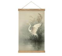 Jubonexis Egret Spreading Wings Above Water Canvas Painting Wood Frames Poster Hanger Hanging Picture Kit Wall Art