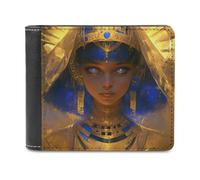 Jubonexis Egyptian Queen Fantasy Soft PU Leather Bifold Wallet, Coin Purse Credit Pass Case, Durable Card-Holder Slim Billfold for Men Woman Money Storage