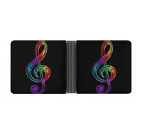 Jubonexis Eight Note Rainbow Color Soft PU Leather Bifold Wallet, Coin Purse Credit Pass Case, Durable Card-Holder Slim Billfold for Men Woman Money Storage